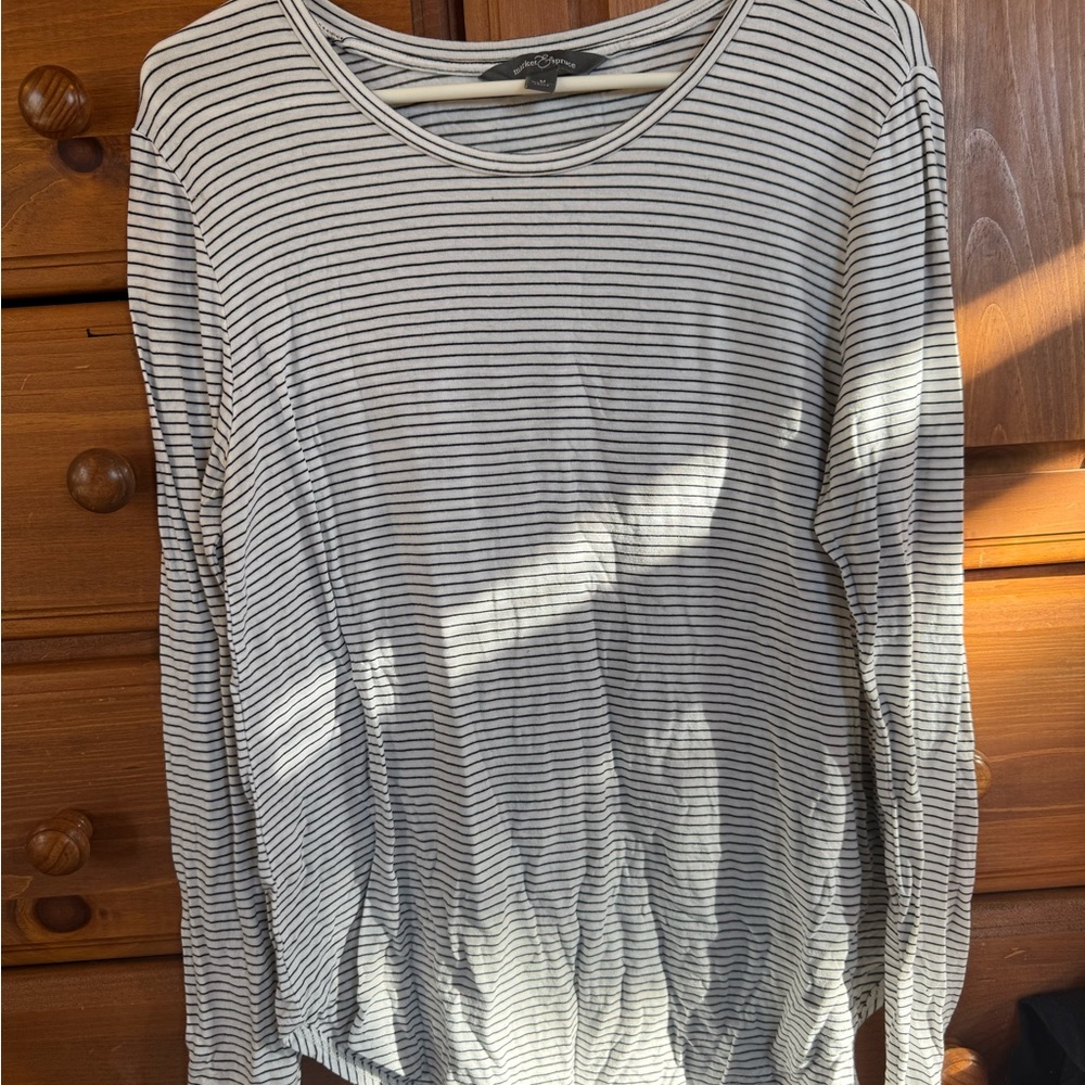Market & Spruce Black and White Striped Blouse